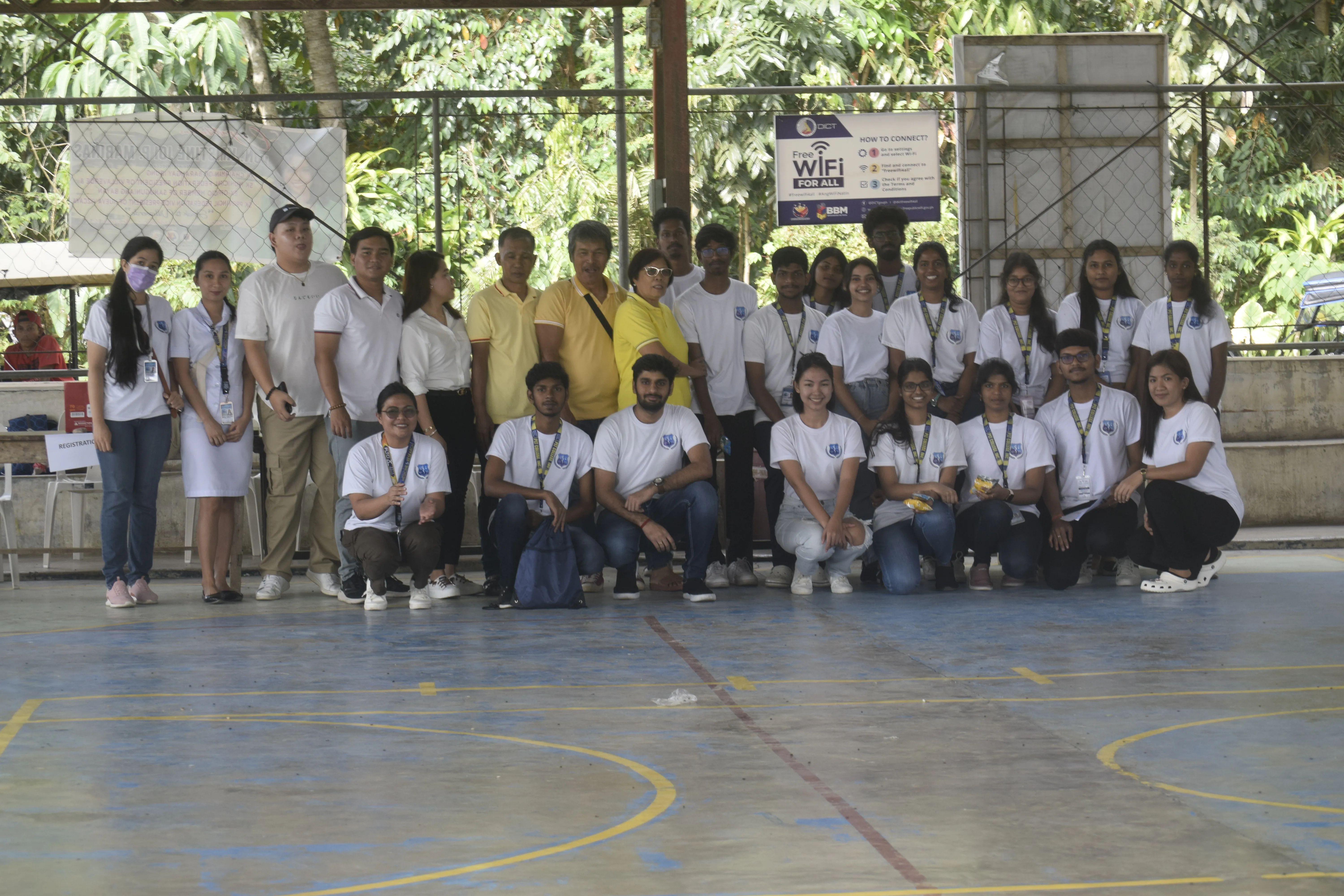 Students engaging in cricket, basketball, and active sports in campus facilities